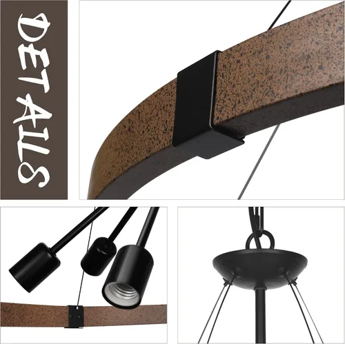 Miniatura 7 de Klgxnrd Candelabros de granja de 31.5 pulgadas para comedor, candelabro rústico de rueda de carro para entrada, lámpara Sputnik para zona