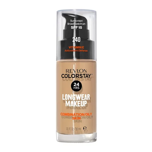 Miniatura 55 de Base líquida de Revlon ColorStay Maquillaje facial para piel mixta y grasa, SPF 15, cobertura media-completa con acabado mate, beige solar (392), 1