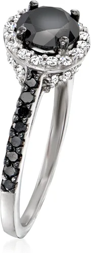 Miniatura 3 de Ross-Simons 150 ct tw Black and White Diamond Halo Ring in Sterling Silver