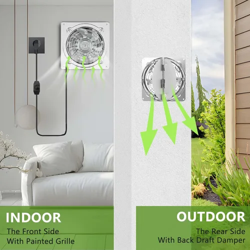 Miniatura 4 de Ventilador de escape de 6 pulgadas con controlador de velocidad, ventilador de escape de cocina de 235 CFM con amortiguador, ventilador de Plata