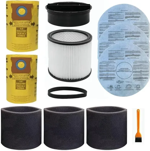 Filtro de repuesto para Shop Vac 90304 90350 90333, bolsas de vacío para aspiradora Shop Vac de 5 a 8 galones, filtro de funda de espuma 90585 y