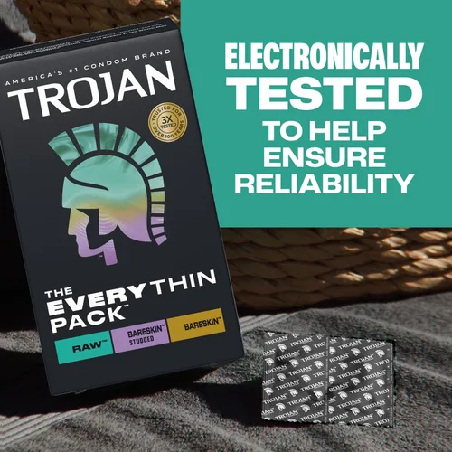 Miniatura 9 de Trojan Bareskin - Preservativos finos, paquete variado Everythin, condón de látex lubricado, 10