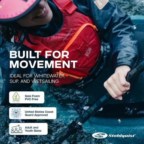 Miniatura 2 de Stohlquist Chaleco salvavidas Edge para adultos y niños, aprobado por la Guardia Costera de Estados Unidos, nivel 70N, para aguas bravas, kayak, SUP
