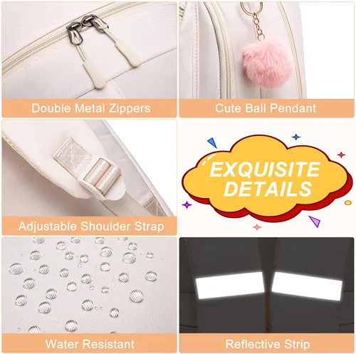 Miniatura 4 de Mochila escolar para niñas adolescentes, lindas mochilas universitarias para niños y estudiantes Bookbag Fit - Bolsa para laptop de 15.6 pulgadas