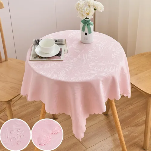 Miniatura 83 de Mantel redondo de tela de 60 pulgadas, mantel con diseño de hojas, borde festoneado, mantel sedoso, impermeable, resistente a las arrugas, lavable