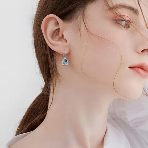Miniatura 2 de Aretes de conejillo de indiaspingüinogatobúhopavo realsetanutriapatobulldogzorroladybug para mujer, regalos de conejillo de indias, plata de ley