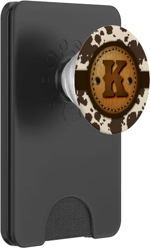 Miniatura 8 de Brown Cow Western Print Monogram - Letra inicial K PopSockets intercambiable PopGrip