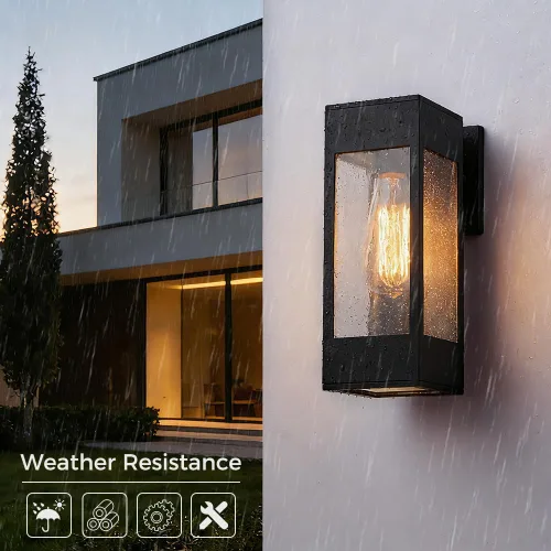 Miniatura 6 de Cerdeco Lámpara de pared para exteriores de 10.75 pulgadas, moderno aplique de pared para exteriores, aplique de aluminio negro para porche