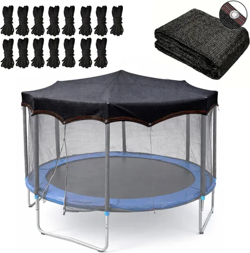 Miniatura 7 de Cubierta de sombra para cama elástica del 90% con relación de sombreado, color negro, cubierta superior de tienda de campaña de 10 pies, 12 pies