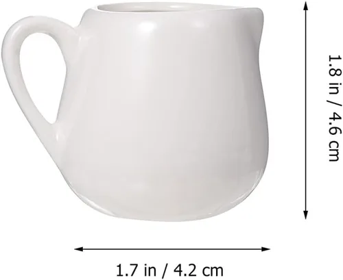 Miniatura 5 de YARNOW Juego de 4 mini jarras de leche de cerámica de 1.6 onzas, jarras de crema de porcelana con asa, tazas pequeñas de cerámica para salsa de café