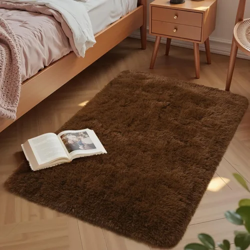 Miniatura 32 de Macgace - Alfombras pequeñas para dormitorio, 2 x 3, beige, antideslizante, alfombra de área, súper suave, de felpa esponjosa, alfombra moderna