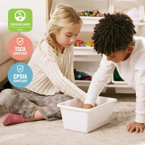 Miniatura 7 de ECR4Kids Organizador de 3 niveles con estante y 9 contenedores, almacenamiento para juguetes, natural oscuro/blanco