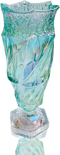 Miniatura 12 de Florero de cristal de 2.4 libras 9.5 pulgadas, estilo bohemio, para centros de mesa, boda, decoración del hogar florero de cristal (brillante)