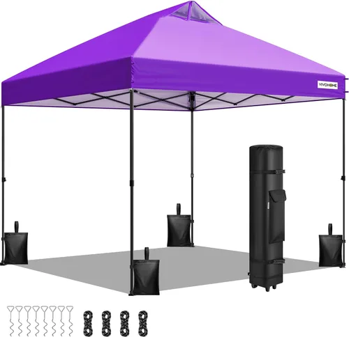 Miniatura 9 de VIVOHOME - Tienda de campaña desplegable de 8x8 pies, refugio portátil para exteriores con configuración de un solo empuje, resistente con bolsa
