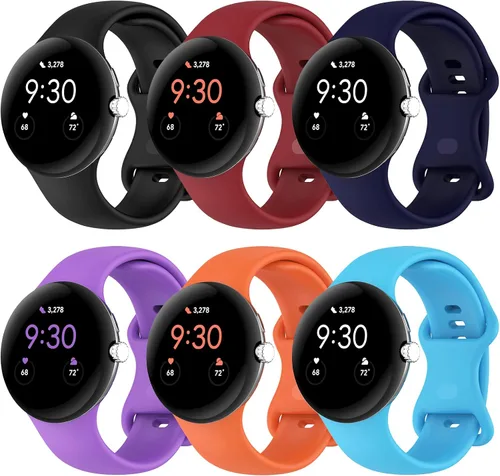 Miniatura 20 de Correa Compatible con Google Pixel Watch 1/2/3/4 (41mm), Pulsera de Reemplazo de Silicona Suave Deportiva para Google Pixel Watch 41mm Negro