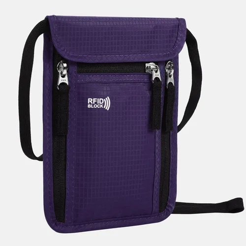 Miniatura 2 de Bolsa de viaje para el cuello, cartera para pasaporte familiar, funda organizadora con bloqueo RFID