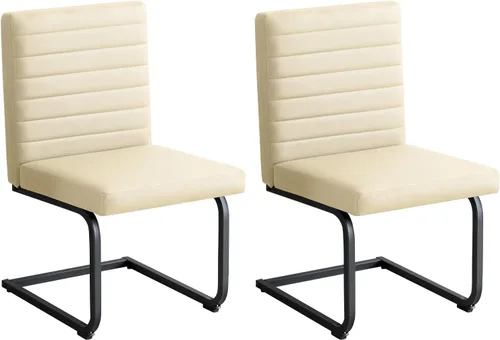 Furniliving - Juego de 2 sillas de comedor modernas tapizadas de tela técnica con patas de acero, respaldo alto, sillas sin brazos para comedor,