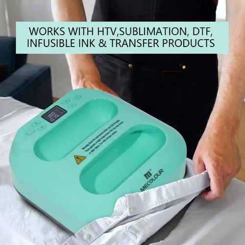 Miniatura 7 de MECOLOUR Máquina de prensa de calor para camisetas, prensa de calor portátil de 9 x 9 pulgadas con alfombrilla de prensa de calor, teflón de PTFE