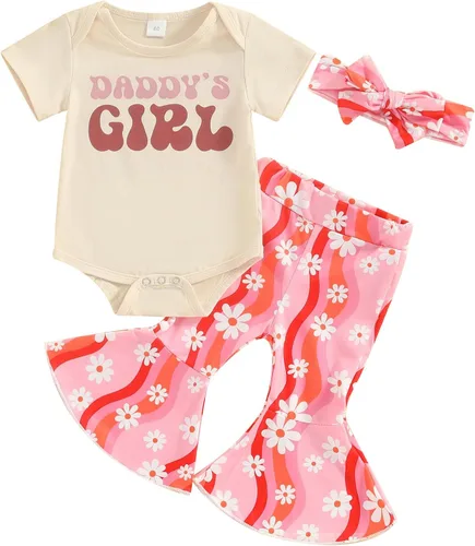 Miniatura 37 de Sejardin Ropa de verano para bebé y niña, recién nacida, manga corta, con letras, mameluco elástico con diadema