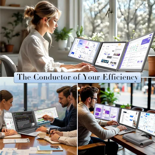 Miniatura 6 de Teamgee Extensor de pantalla para laptop de 15.6 pulgadas con banco de energía, monitor triple FHD 1080P IPS, pantalla HDMI/USB/Hub Plug-Play, se