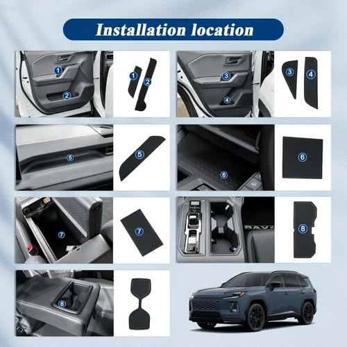 Miniatura 2 de BIBIBO 13Pcs for 2026 RAV4 Car Gate Slot Mats for 2026 Toyota RAV4 Interior Trim Door Slot Pads,2026 RAV 4 Console Liner Mats,Non-Slip Cup Holder