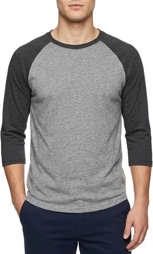 Miniatura 21 de Camiseta de béisbol raglán para hombre, de algodón, dos tonos, casual, atlética