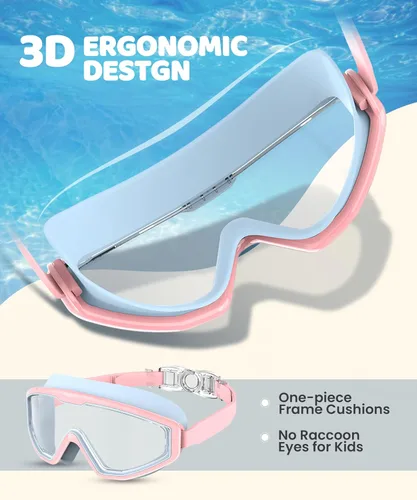 Miniatura 3 de Kids Swim Goggles, 3 Pack Swimming Goggles for Kids 4-16, Anti-Fog UV Protection Pool Glasses for Boys Girls Rosa Azul/Blanco Rosa/Púrpura