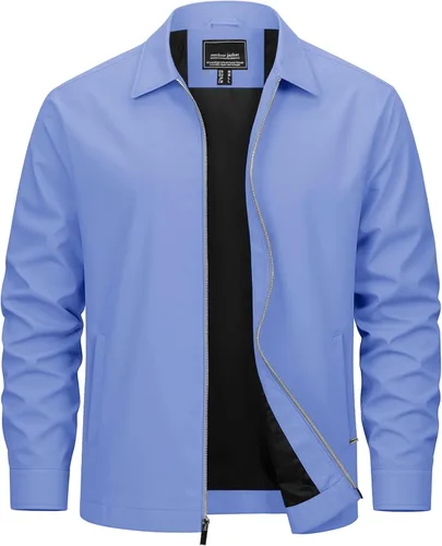 Miniatura 14 de Cotrasen Chaquetas ligeras para hombre, chaqueta cortavientos con cremallera completa, chaqueta casual cortavientos