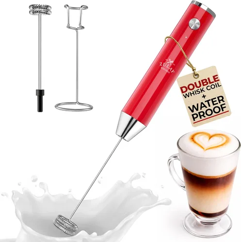 Miniatura 128 de Zulay Kitchen Espumador de leche de mano con pilas Duracell AA – Mezclador eléctrico ultrarrápido y creador de espuma, mezclador de bebidas fácil