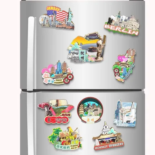 Miniatura 4 de China Hangzhou imán de nevera imán de madera 3D monumentos viajes coleccionables recuerdos decoración hecho a mano2