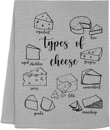 Miniatura 20 de Moonlight Makers Divertidas toallas de cocina con temática de queso, paños de cocina decorativos hechos a mano de algodón, paño de té absorbente