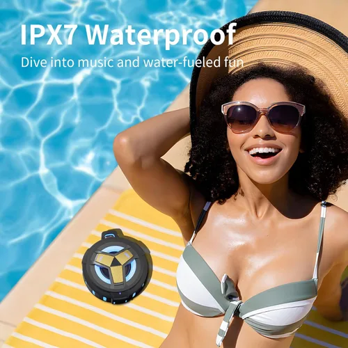 Miniatura 2 de EBODA Altavoz Bluetooth impermeable, altavoz inalámbrico para ducha, IP67 impermeable, luz LED, flotante, altavoces portátiles para viajes, piscina