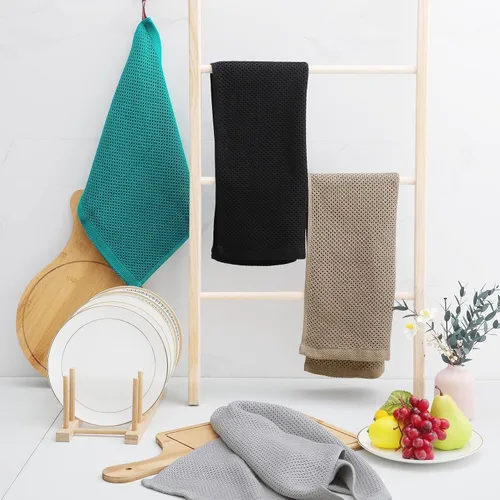 Miniatura 270 de Homaxy Trapos de cocina de 100% algodón, tejido de punto gofre, ultrasuaves, absorbentes y de secado rápido, 12 x 12 pulgadas, paquete de 6, blanco