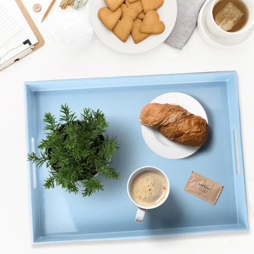 Miniatura 2 de Spsyrine - Bandeja de servir con asas, bandeja decorativa de plástico para mesa de café, sala de estar, decoración del hogar, 3040B