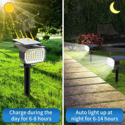 Miniatura 3 de Tadyreal Luces Solares de Foco para Exteriores Paquete de 10, [46 LED/3 Modos] Focos Solares para Paisajismo Impermeables, 2-en-1 Encendido/Apagado