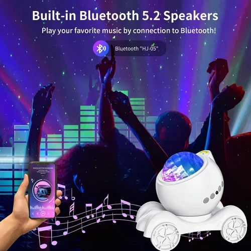 Miniatura 4 de ENOKIK Proyector de Luces del Norte, Proyector de Estrellas Aurora con Altavoz Bluetooth Integrado, Máquina de Ruido Blanco para Niños y Adultos