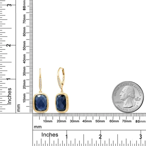 Miniatura 48 de Gem Stone King Aretes colgantes de plata de ley 925 con piedra natal y diamantes blancos cultivados en laboratorio de 4.60 quilates para mujer