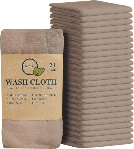 Miniatura 10 de Paquete de 24 paños 100 % algodón (12 x 12 pulgadas), suaves y altamente absorbentes, toallas para la cara, paños de lavado para la cara, hilado