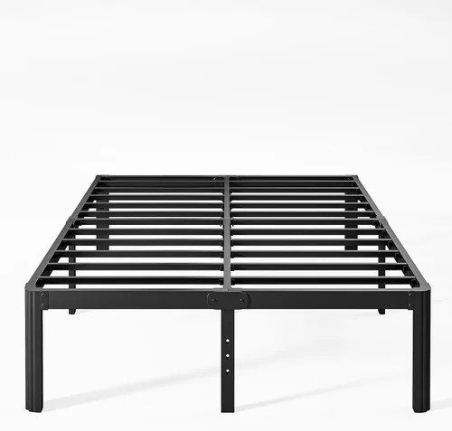 Miniatura 9 de Marco de cama King de metal de 16 pulgadas de alto, no necesita somier, plataforma de marco de cama de tamaño King resistente, sin ruido, fácil