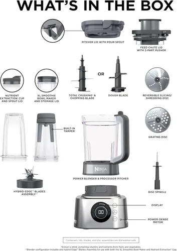 Miniatura 10 de Ninja Combinación de licuadora y procesador de alimentos, sistema de licuadora Foodi Power para batidos, cuencos, untables y batidos, 6 funciones