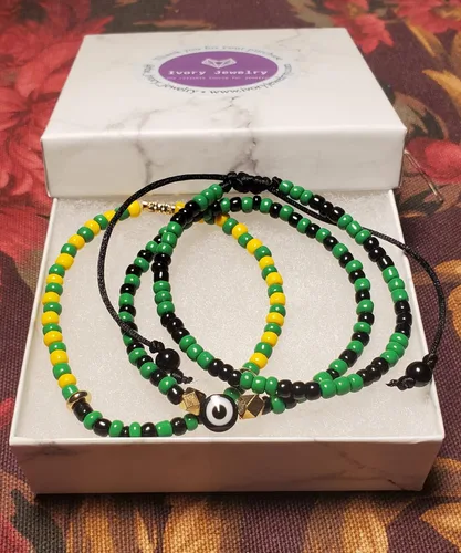 Miniatura 3 de Hecho a mano contra el mal de ojo orishas joyería de protección Ilde elástico elástico ajustable con cuentas unisex amuleto pulsera conjunto