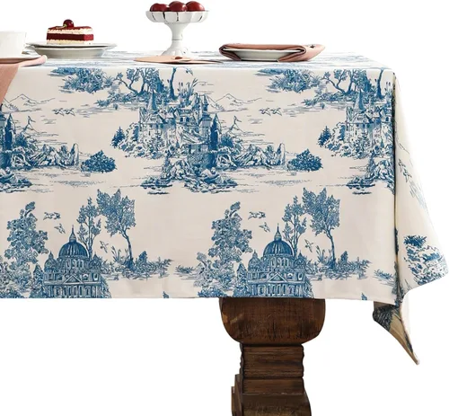 Miniatura 36 de patdrea - Mantel de lino floral, grueso, decorativo y francés para mesas rectangulares o cuadradas, para cocina y comedor, 55 x 79 pulgadas