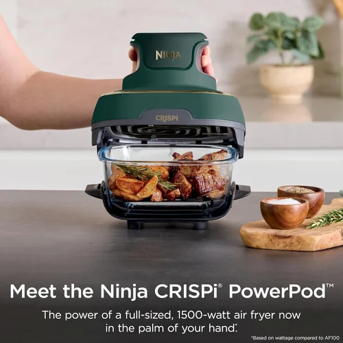 Miniatura 3 de Ninja Crispi - Freidora de aire de vidrio 5 en 1 Con recipientes y tapas no tóxicos de 2.5 cuartos de galón, 4 cuartos de galón, 6 tazas Apto