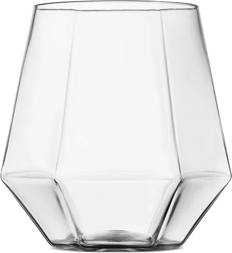 Miniatura 7 de Munfix Copas de vino de plástico sin tallo, paquete de 32 – en forma de diamante, irrompibles, desechables, de 12 onzas, de plástico transparente