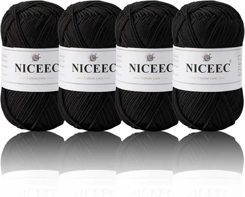 Miniatura 38 de NICEEC 4 madejas de hilo de algodón suave para bebé, 4 capas, manualidades DIY, peso fingering, hilo para manta para ganchillo y tejido, total 700