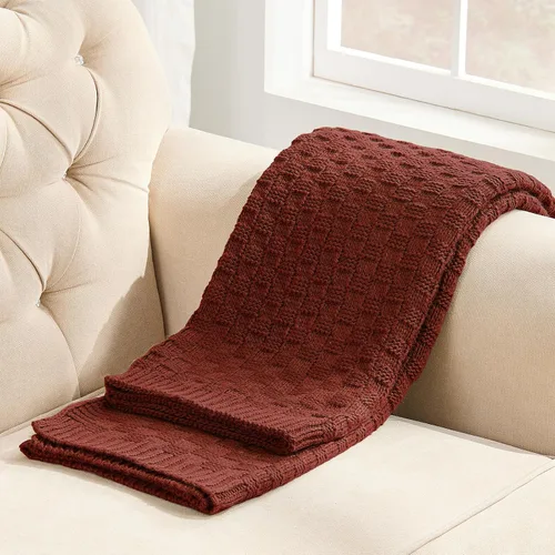 Miniatura 12 de Manta de punto beige para sofá, manta de punto de tablero de ajedrez beige para cama, manta de punto reversible suave y acogedora, 50 x 60 pulgadas