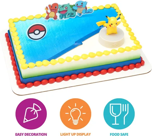 Miniatura 9 de DecoSet® Pokémon Decoración de Pastel de Pikachu con Luz, Juego de Decoración de 3 Piezas, Decoraciones de Cumpleaños Para Pasteles de Todos