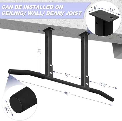 Miniatura 6 de ATENTO Pull Up Bar, Chin Up Bars Ceiling Mount, Workout for Home Gym, Beam, Crossfit - Heavy-Duty, Foam Grip, Easy installation