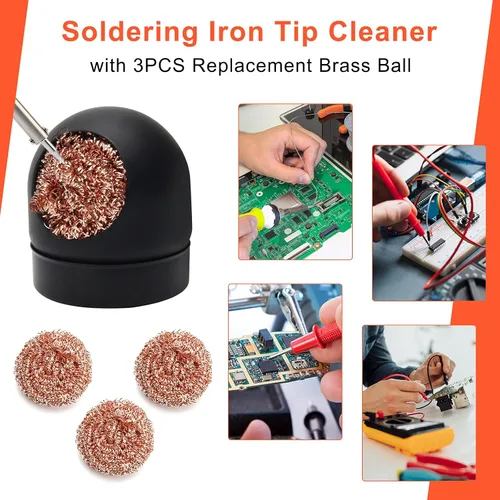 Miniatura 7 de AHIER Limpiador de punta de soldadura+pasta de fundente de colofonia de soldadura (0.35 oz / 10 g) + alambre de soldadura de núcleo de colofonia