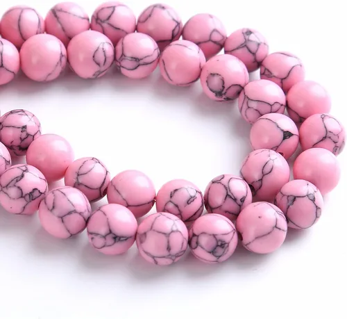 Miniatura 5 de 10MM 38 piezas cuentas espaciadoras sueltas de turquesa rosa para hacer joyas, pulseras, collares DIY Rosa turquesa